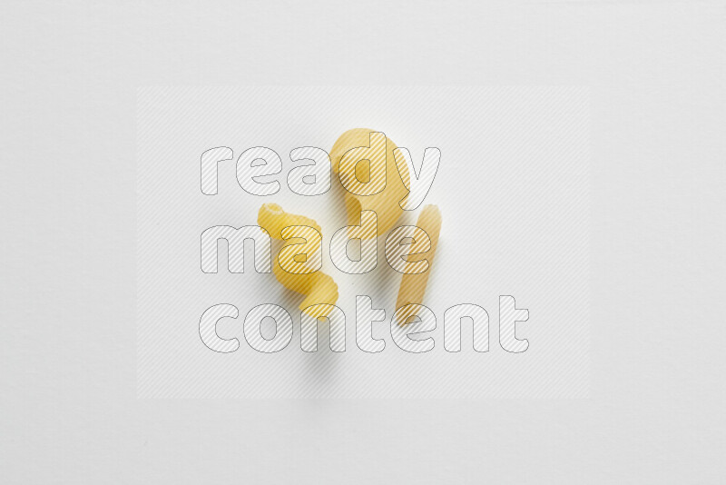 Different pasta types on white background