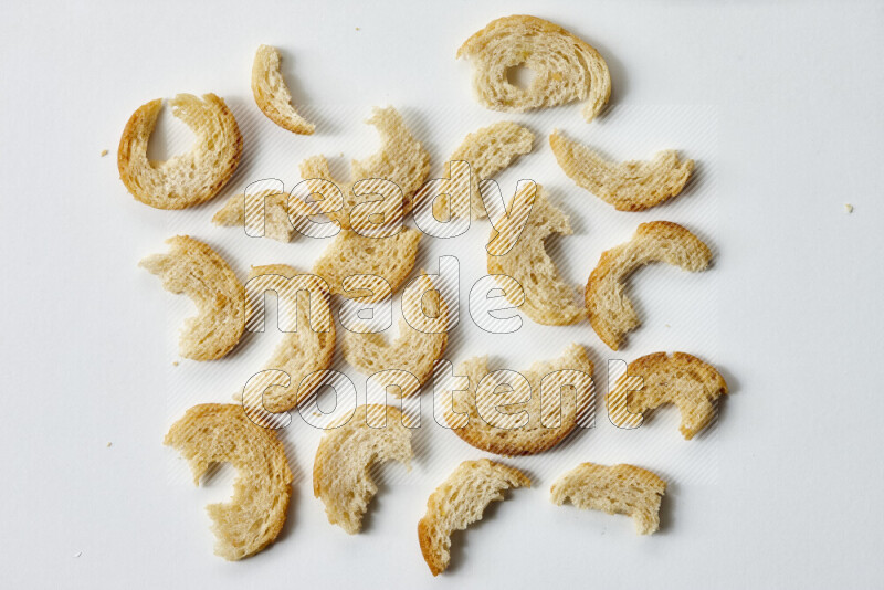 Assorted snacks on white background