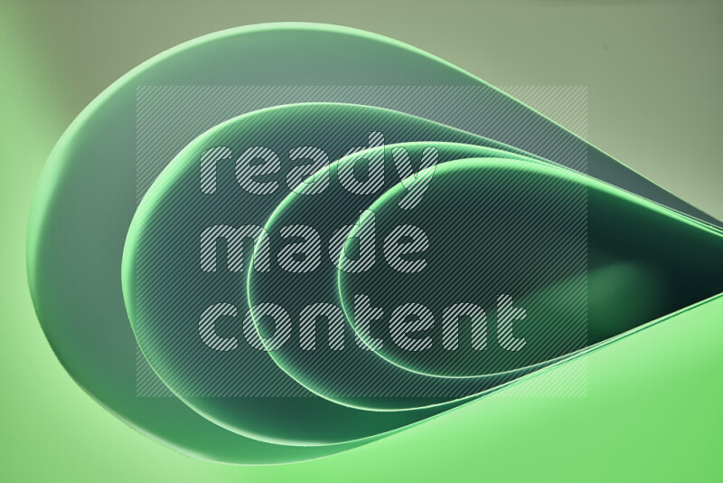 An abstract art of paper folded into smooth curves in green gradients