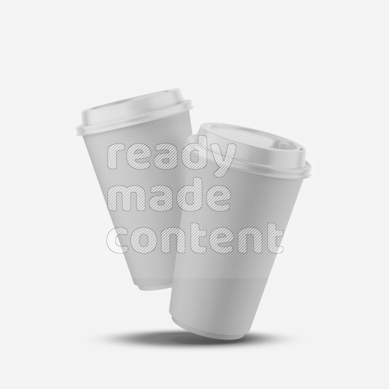 Matte paper cup mockup with cap isolated on white background 3d rendering