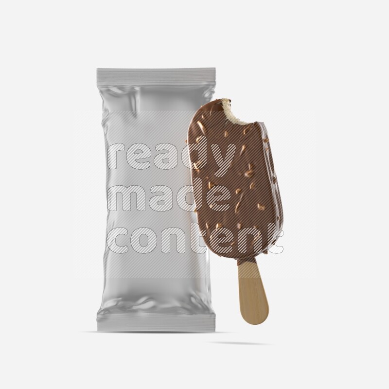 Chocolate ice cream stick mockup isolated on white background 3d rendering