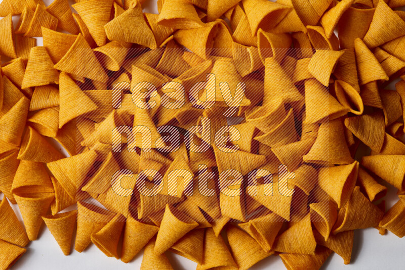 Assorted snacks on white background