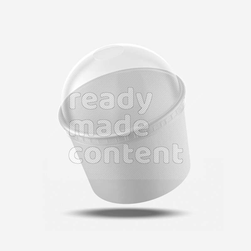 Empty white rough ice cream paper cup mockup isolated on white background 3d rendering