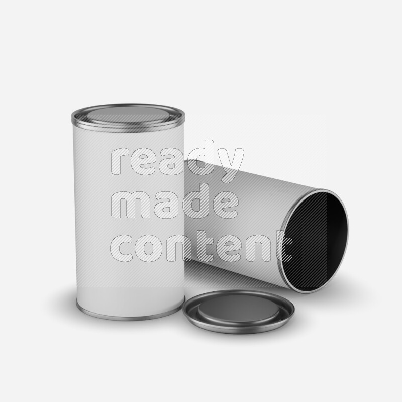 Paper tube mockup with matte label and metal lid isolated on white background 3d rendering
