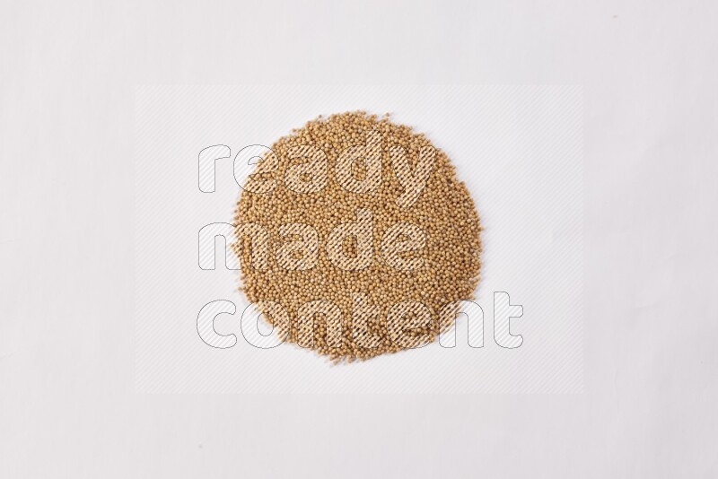 Mustard seeds in a circle shape on a white flooring