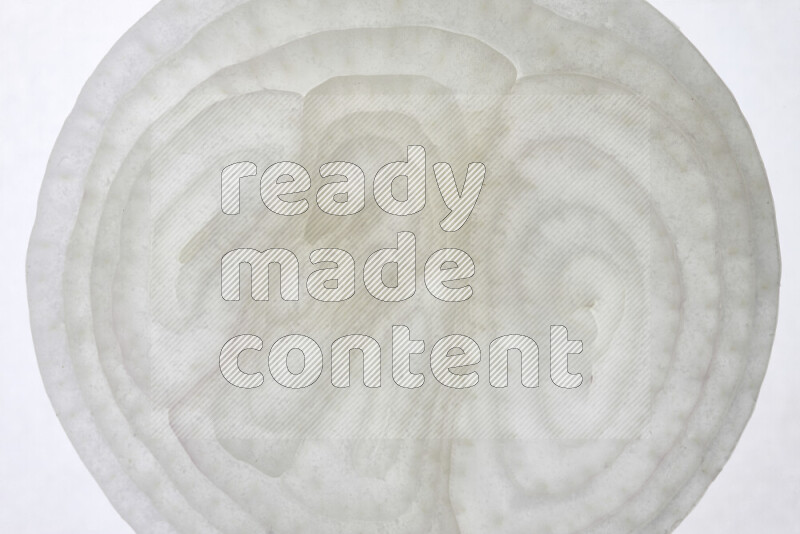 Onion slices on illuminated white background