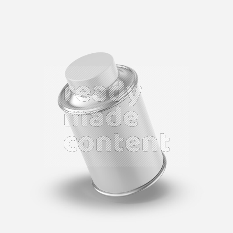Metal tin bottle mockup with label and cap isolated on white background 3d rendering