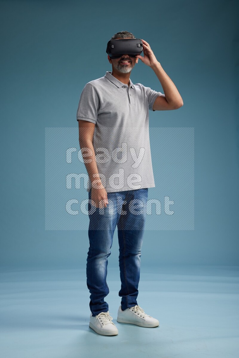 Man Standing Gaming with VR