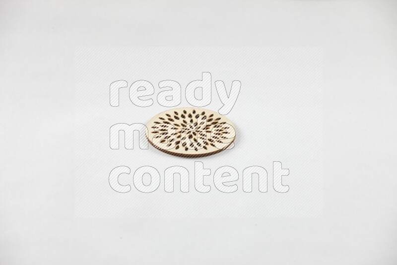 Crafted wooden coasters on white background
