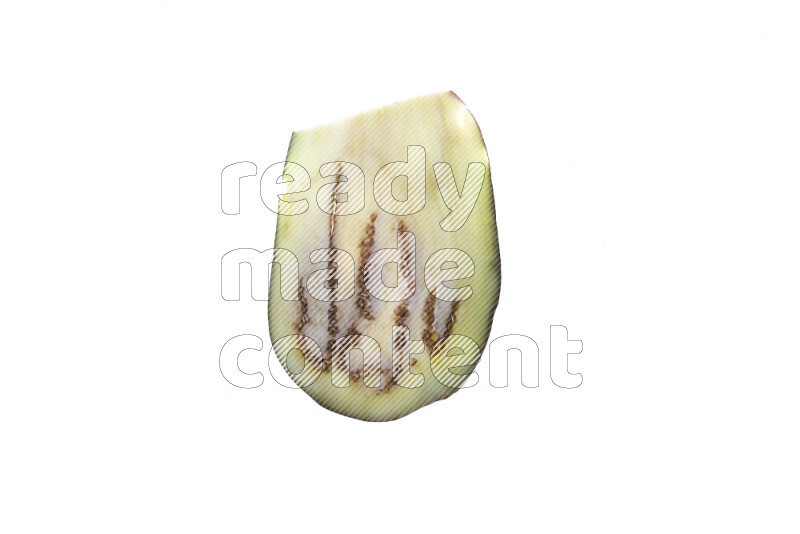 Eggplant slices on illuminated white background