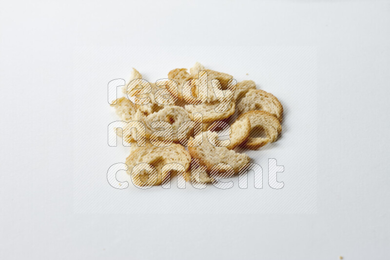 Assorted snacks on white background