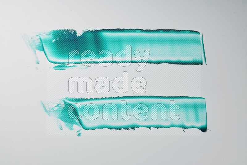 Turquoise painting knife strokes on white background