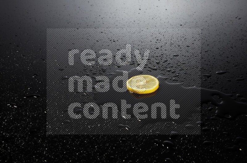 Lemon slice on black background
