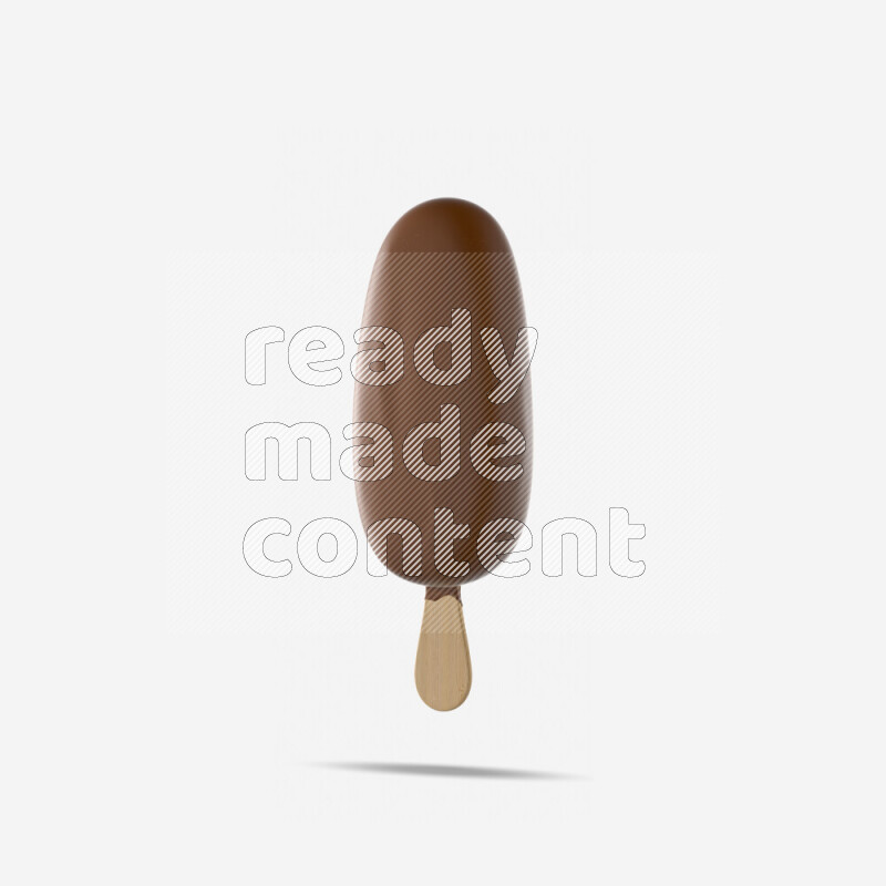Chocolate ice cream stick mockup isolated on white background 3d rendering