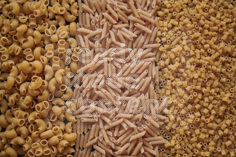 3 types of pasta filling the frame