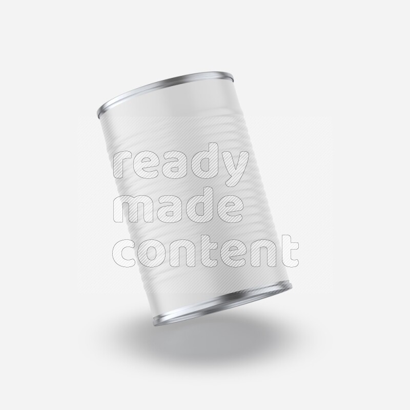 Glossy metallic tin can mockup with white blank label isolated on white background 3d rendering