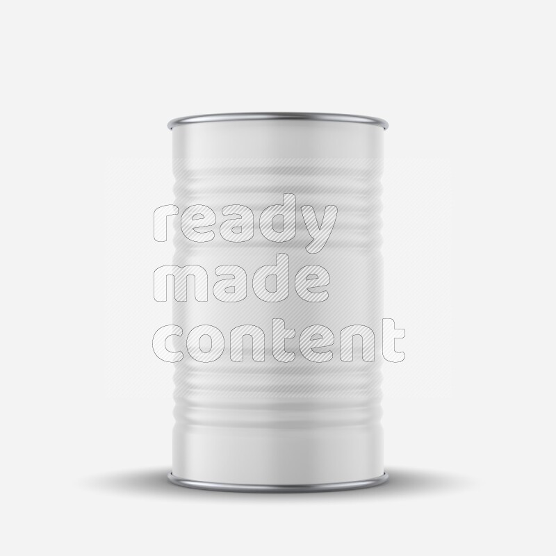 Glossy metallic tin can mockup with white blank label isolated on white background 3d rendering