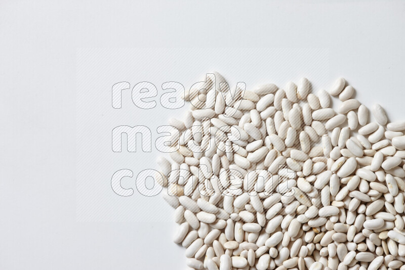 White beans on white background