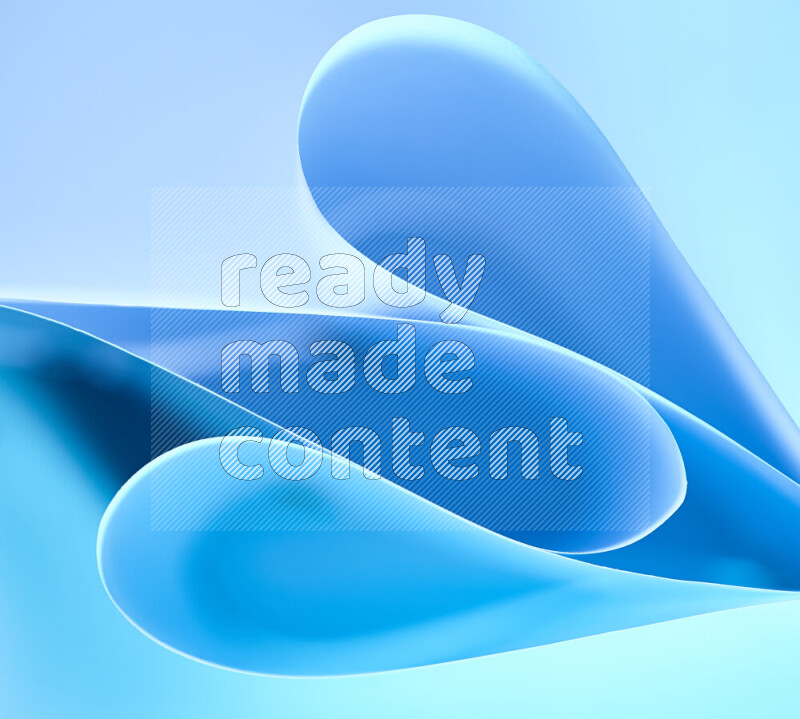 An abstract art of paper folded into smooth curves in blue gradients