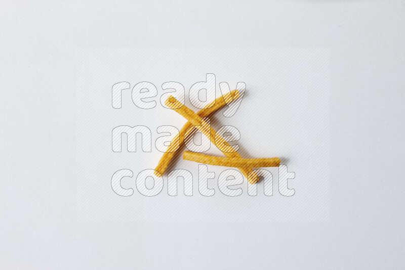 Assorted snacks on white background