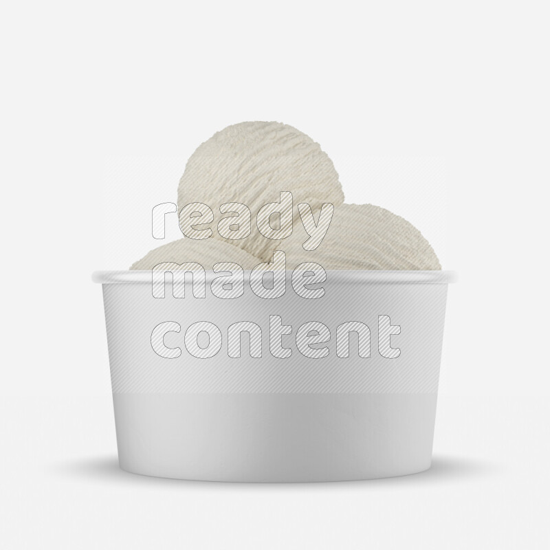 Ice cream in a white rough paper cup mockup isolated on white background 3d rendering