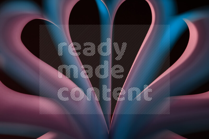 An abstract art piece displaying smooth curves in blue and pink gradients created by colored light