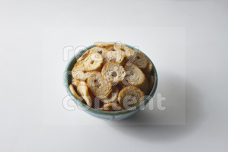 Assorted snacks on white background