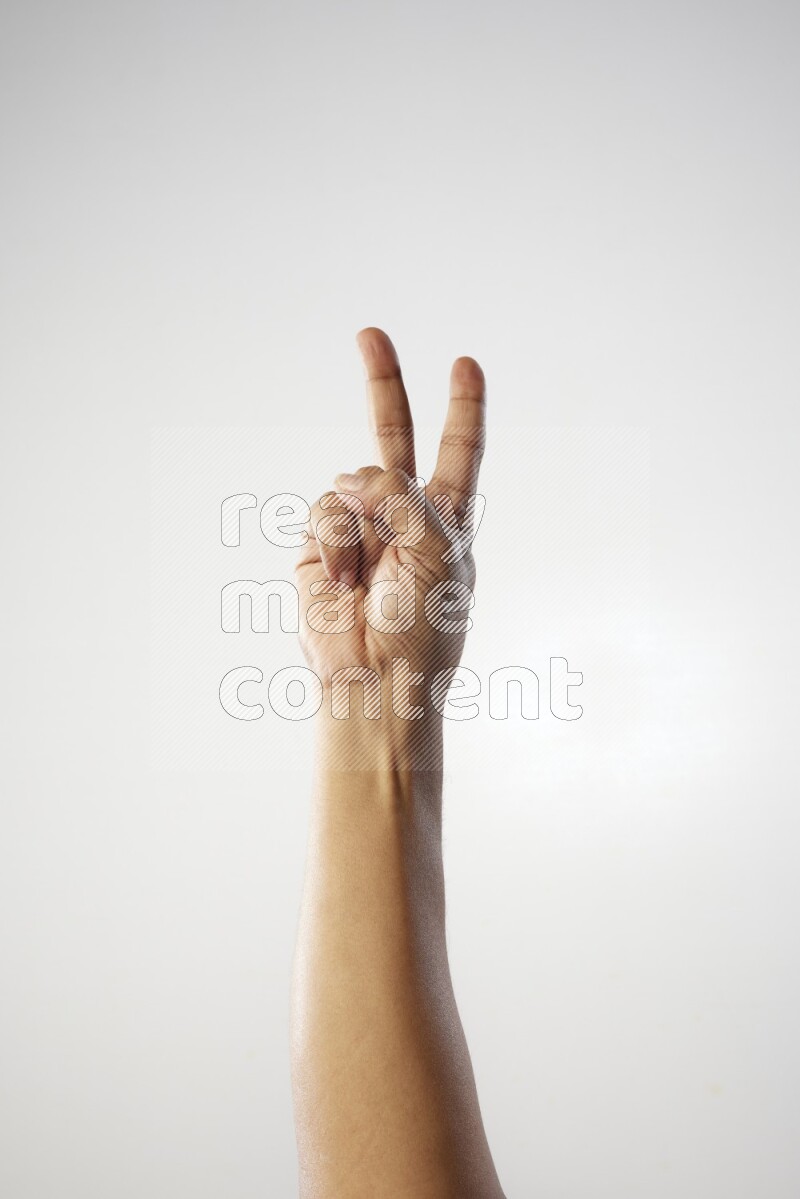 Male Hand with numbers sign on white Background