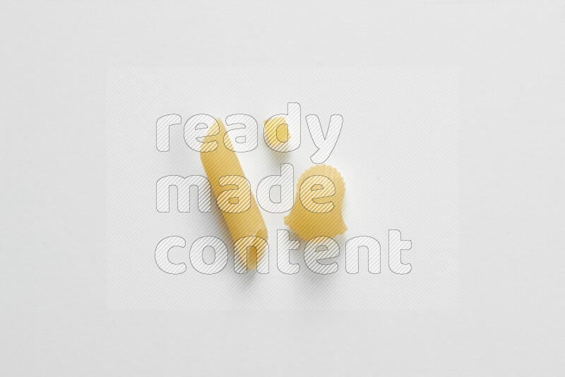 Different pasta types on white background