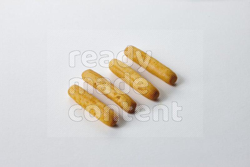 Assorted snacks on white background
