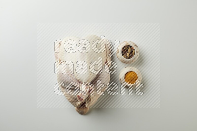 Whole fresh chicken direct on a white background