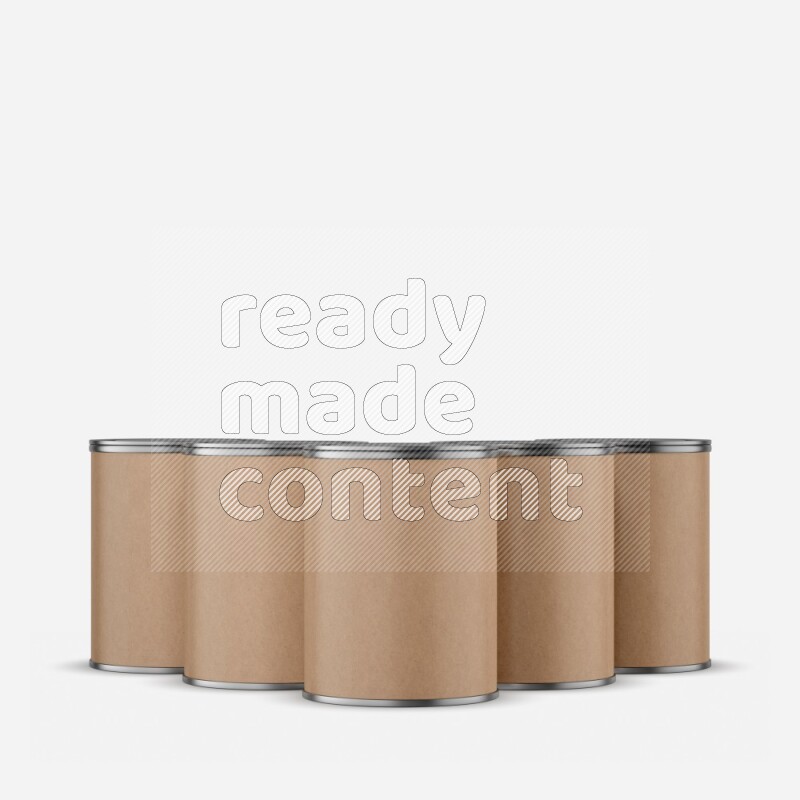 Set of kraft paper tube mockup with metal lid isolated on white background 3d rendering