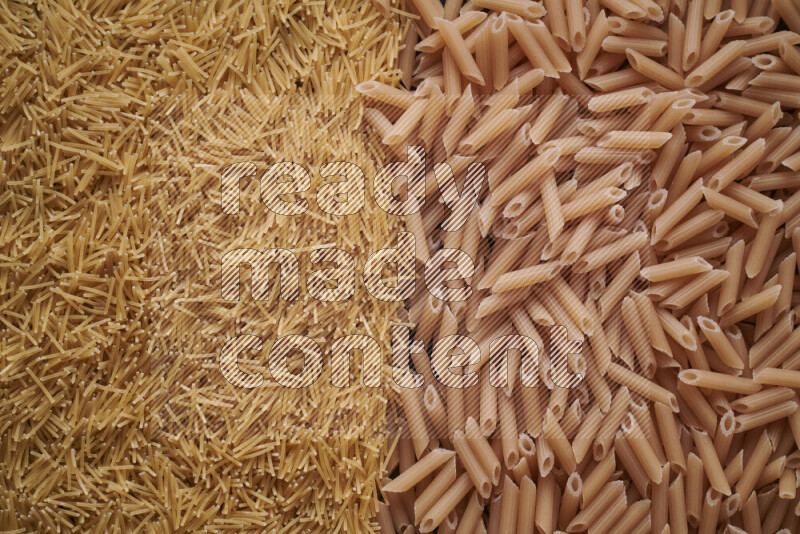 2 types of pasta filling the frame