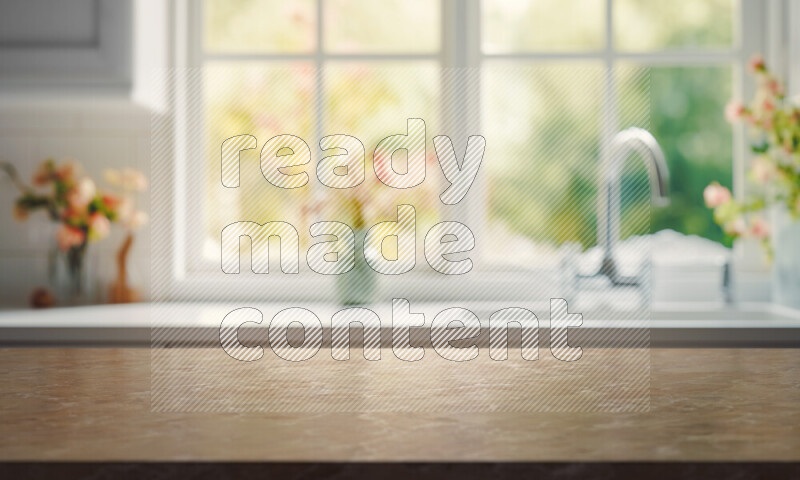 Kitchen tabletop with kitchen view