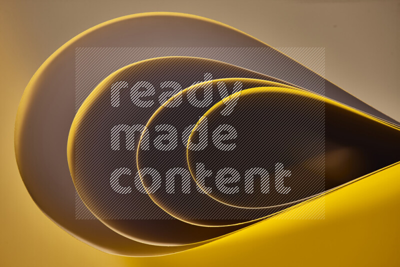 An abstract art of paper folded into smooth curves in gold gradients