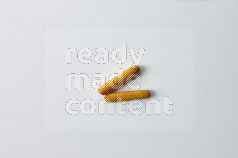 Assorted snacks on white background