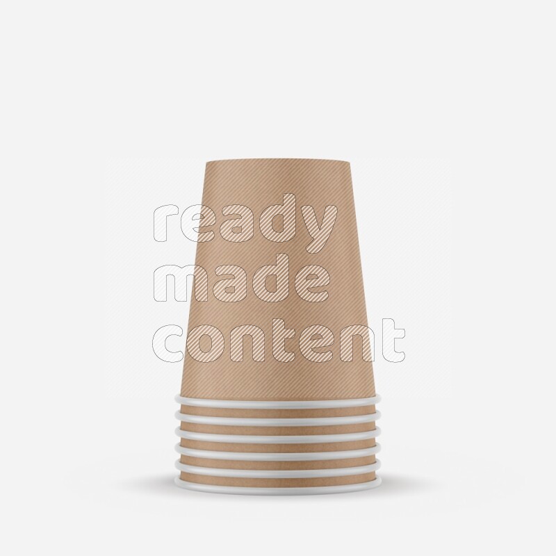 Set of matte paper cups mockup isolated on white background 3d rendering