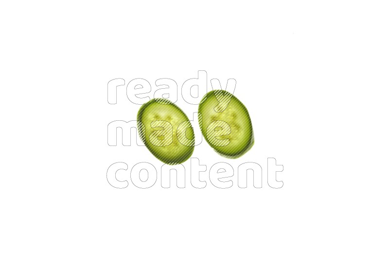 Zucchini slices on illuminated white background