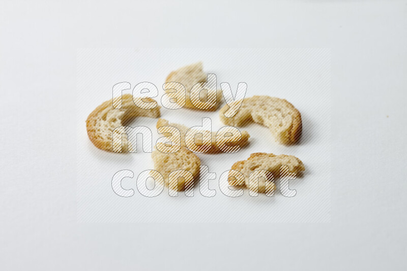 Assorted snacks on white background