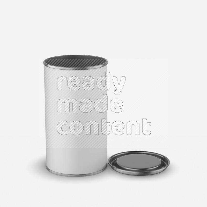 Paper tube mockup with matte label and metal lid isolated on white background 3d rendering