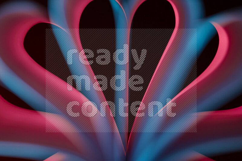 فن تجريدي يعرض منحنيات وتدرجات اللون الأزرق والأحمر مكونه بضوء ملون