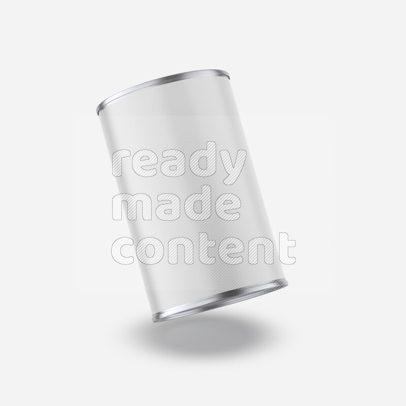 Glossy metallic tin can mockup with white blank label isolated on white background 3d rendering