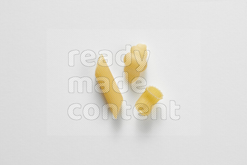 Different pasta types on white background