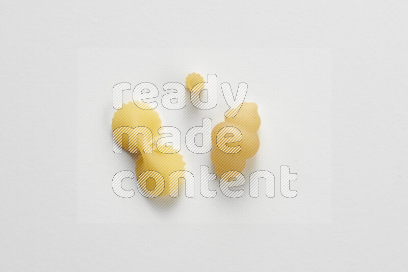 Different pasta types on white background