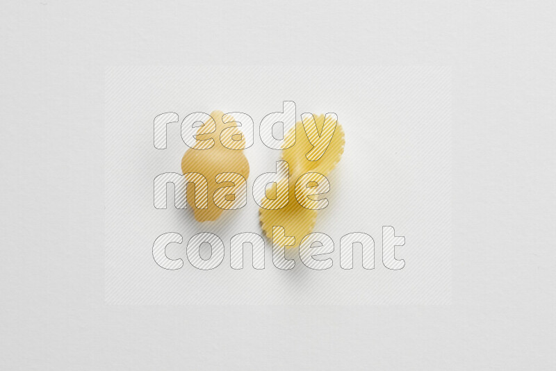 Different pasta types on white background