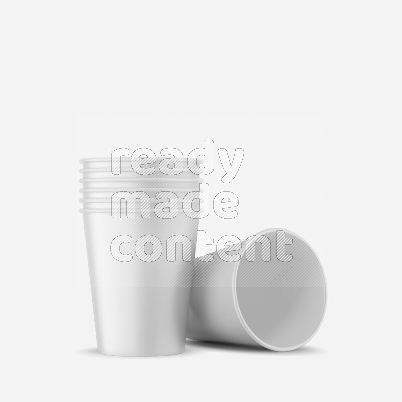Set of glossy plastic cup mockup isolated on white background 3d rendering