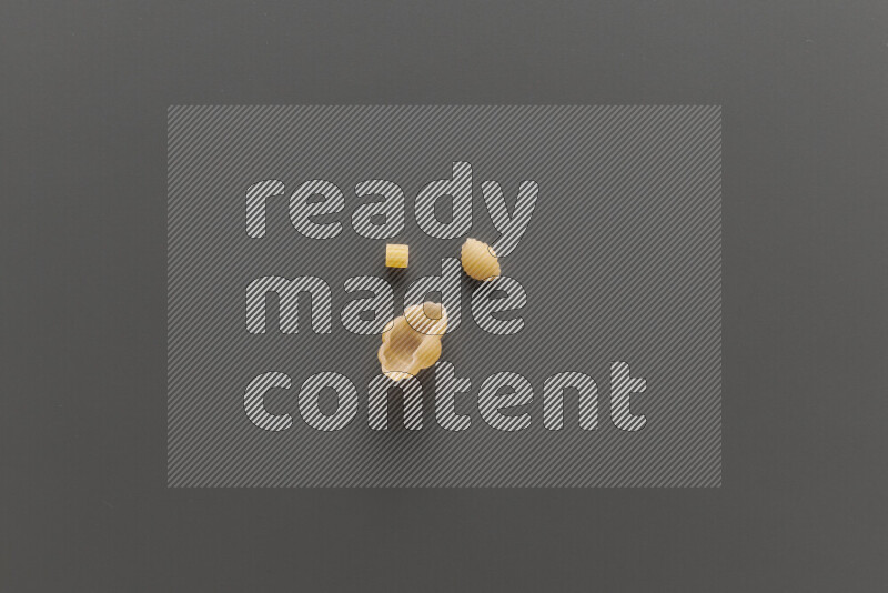 Different pasta types on grey background