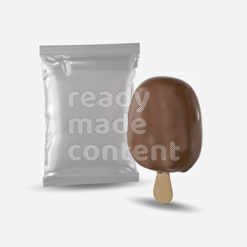 Chocolate ice cream stick mockup isolated on white background 3d rendering