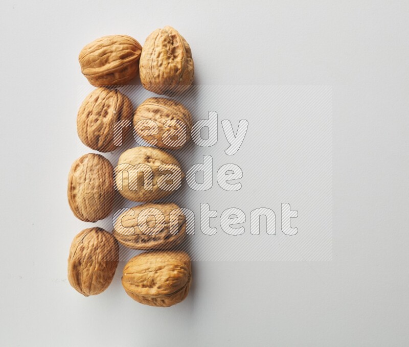 Top-view shot of walnut on white background