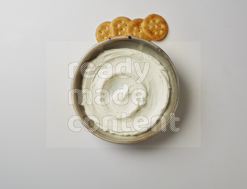 Plain Lebnah  in a grey pottery plate on a white background